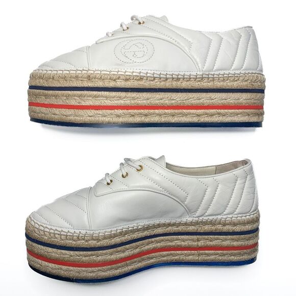 Gucci White Espadrilles with Multicolor Stripes - Picture 8 of 12